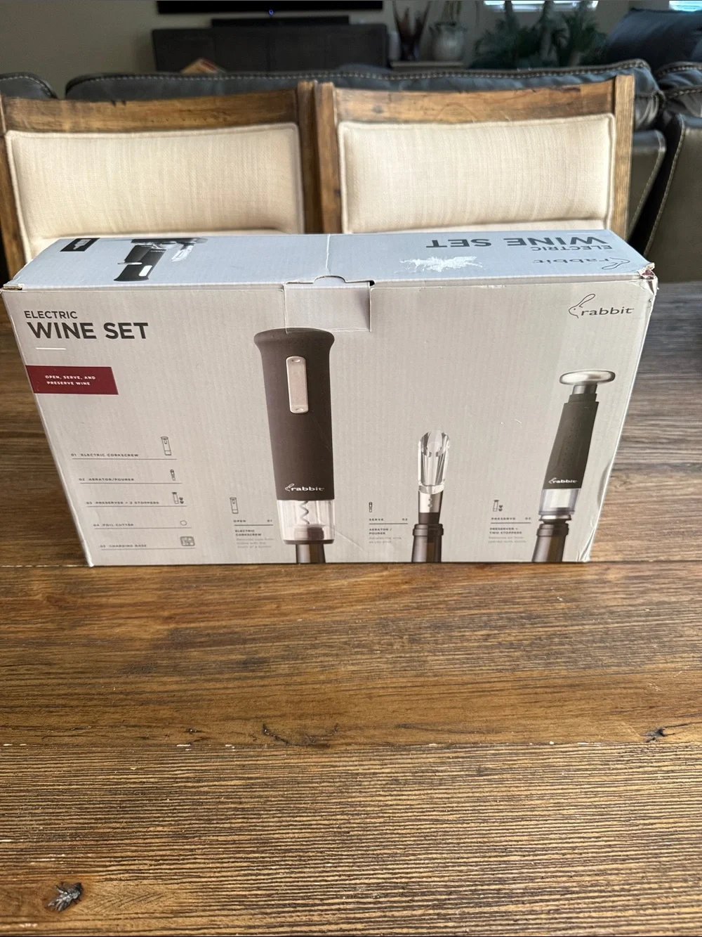 Rabbit Electric Wine Set - Black and Silver